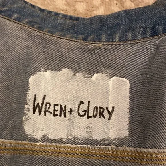 Wren + Glory Custom One of a Kind Made Hand Painted Power Denim Jacket